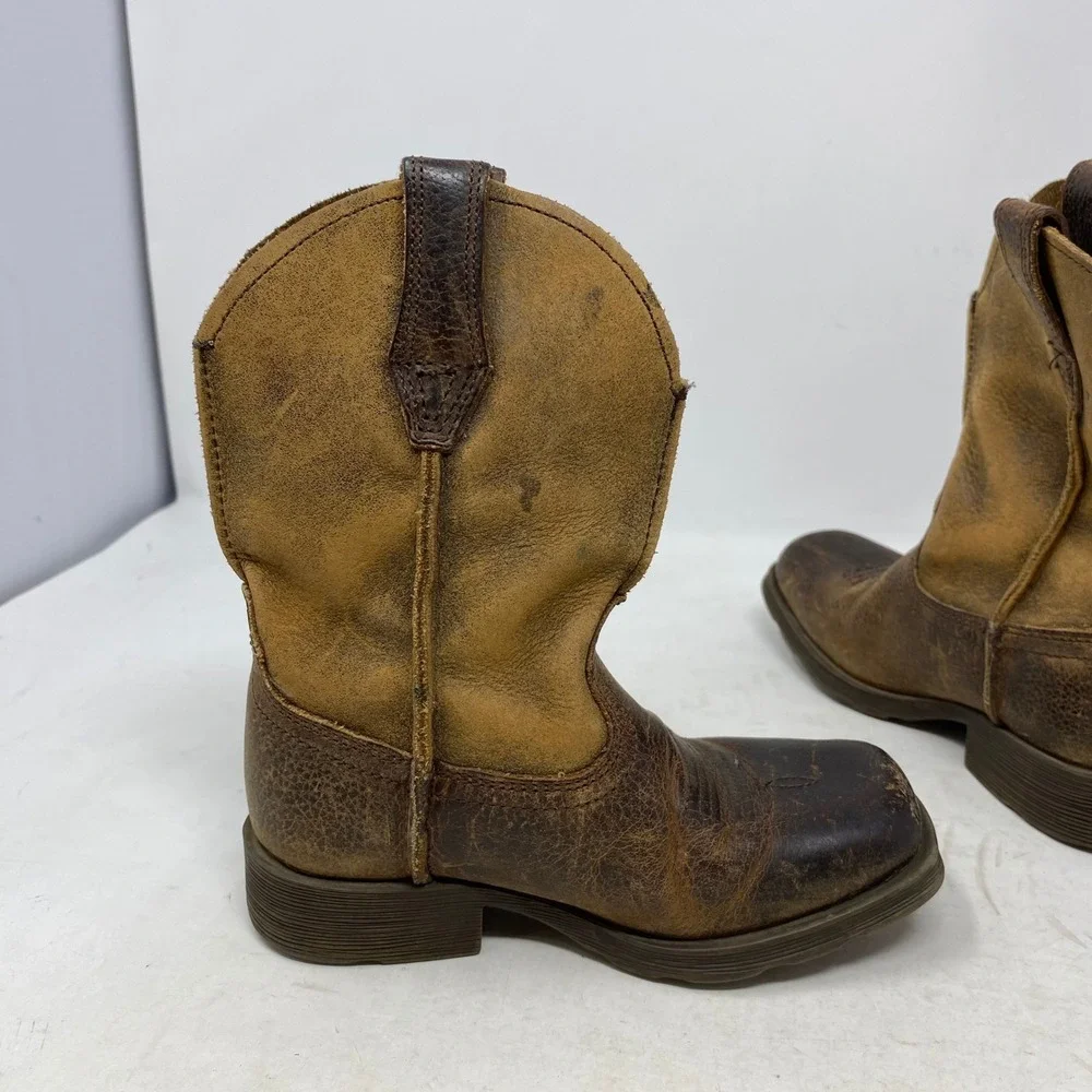 Ariat Kids Brown Leather Square Toe Western Cowboy Boots 10007602 Size 8.5
